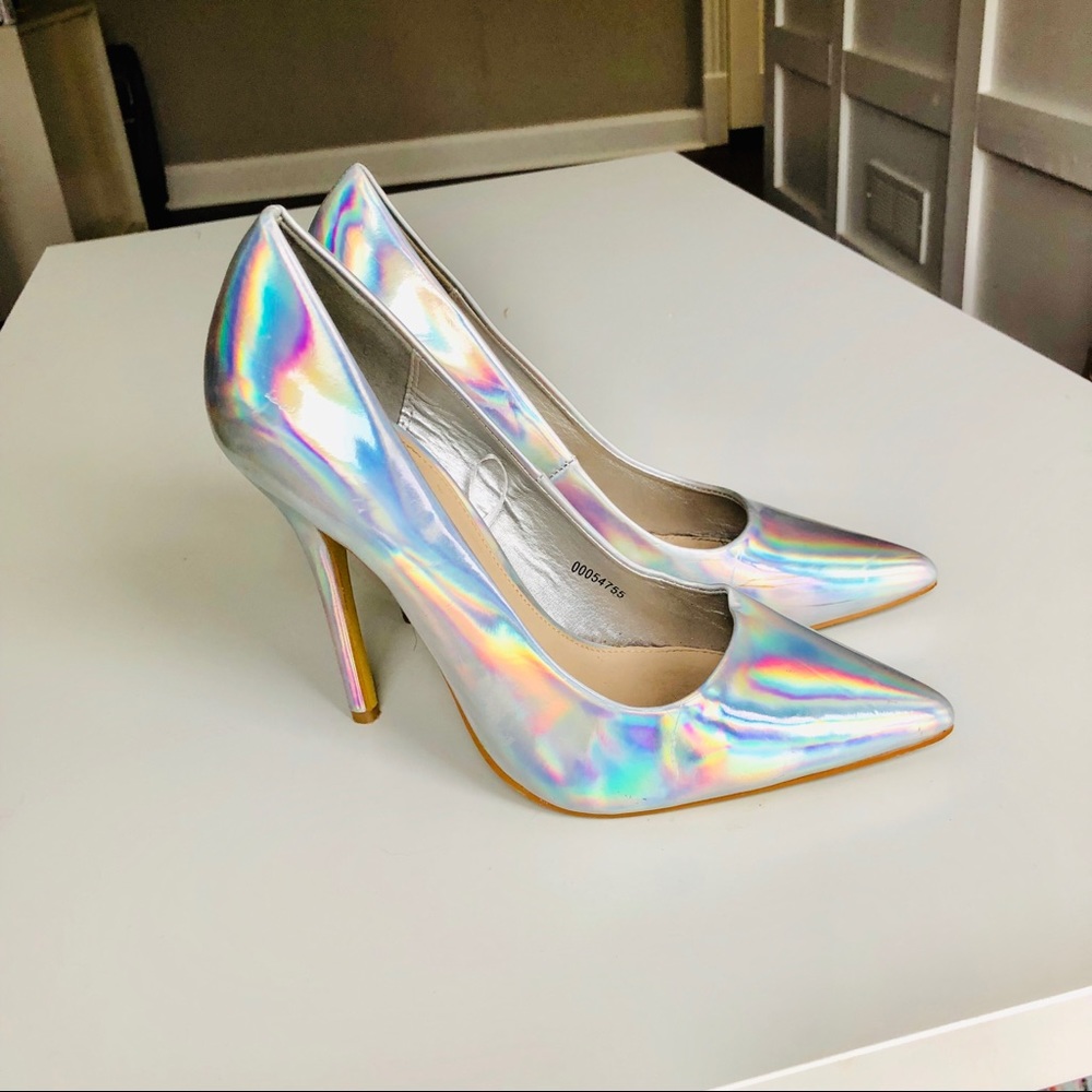 Holographic / Silver 4 inch Heels